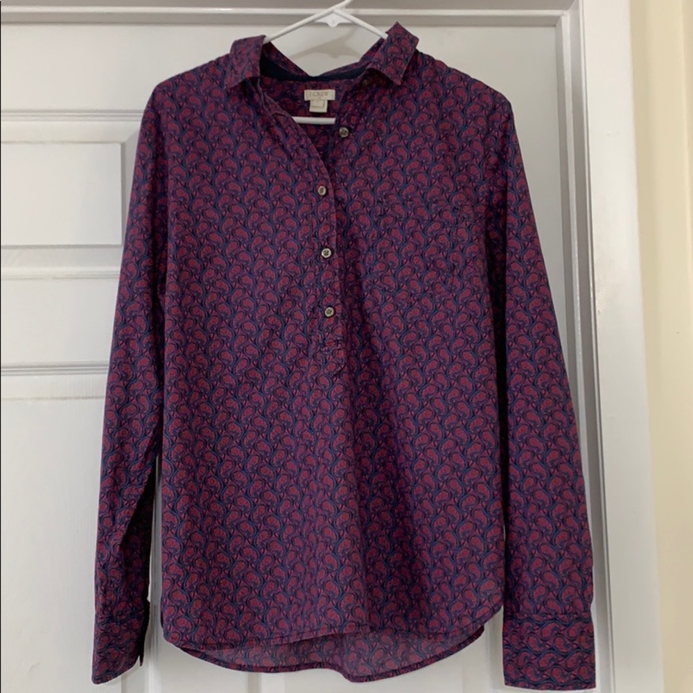 J Crew Blue and Red Paisley Blouse